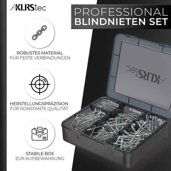 KLRStec Professional Blindnieten Set [500tlg.] Al/St Popnieten Set