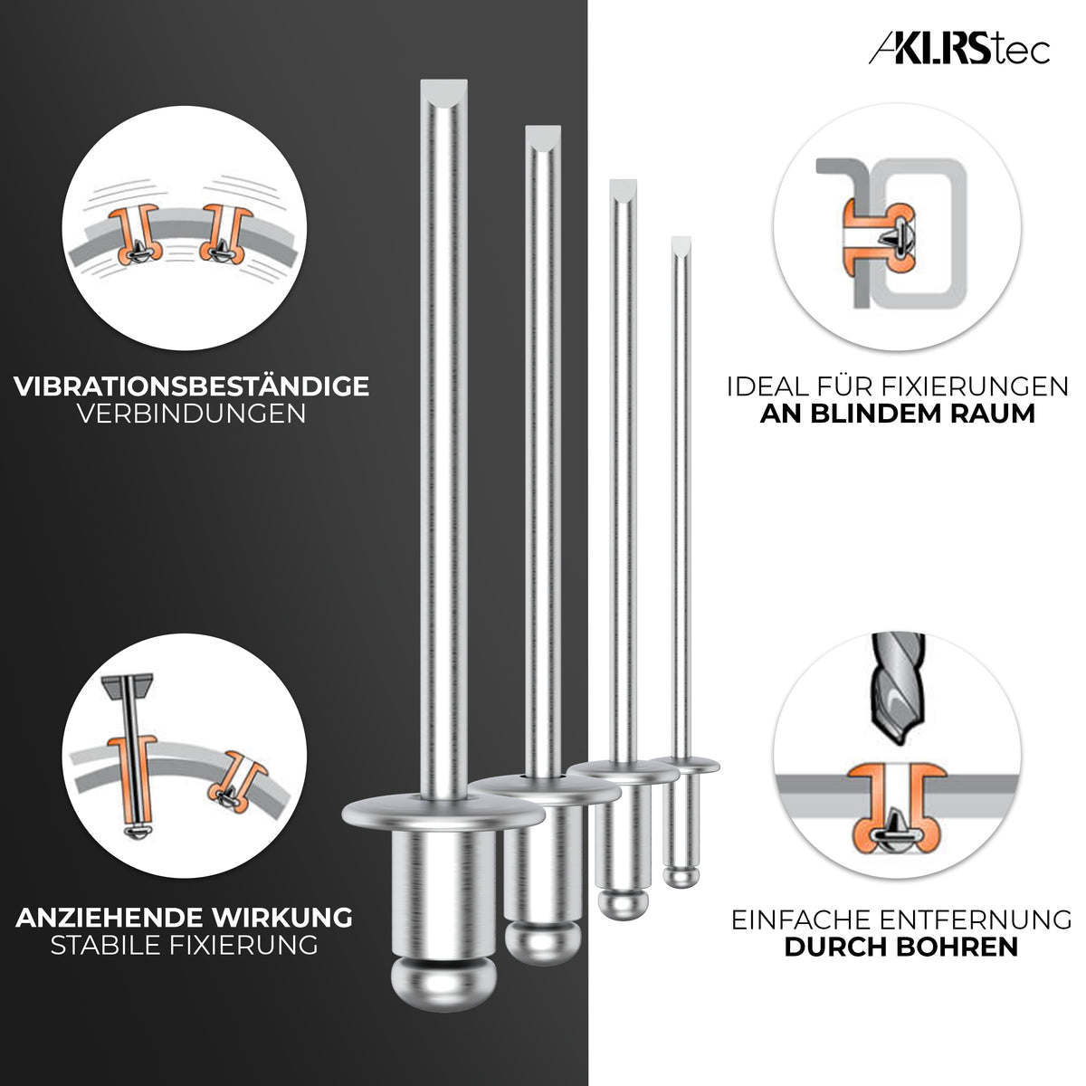 KLRStec Professional Blindnieten Set [500tlg.] Al/St Popnieten Set