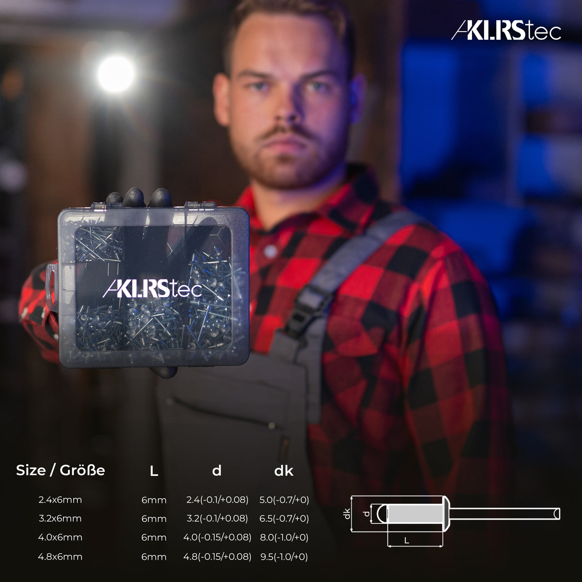 KLRStec Professional Blindnieten Set [500tlg.] Al/St Popnieten Set