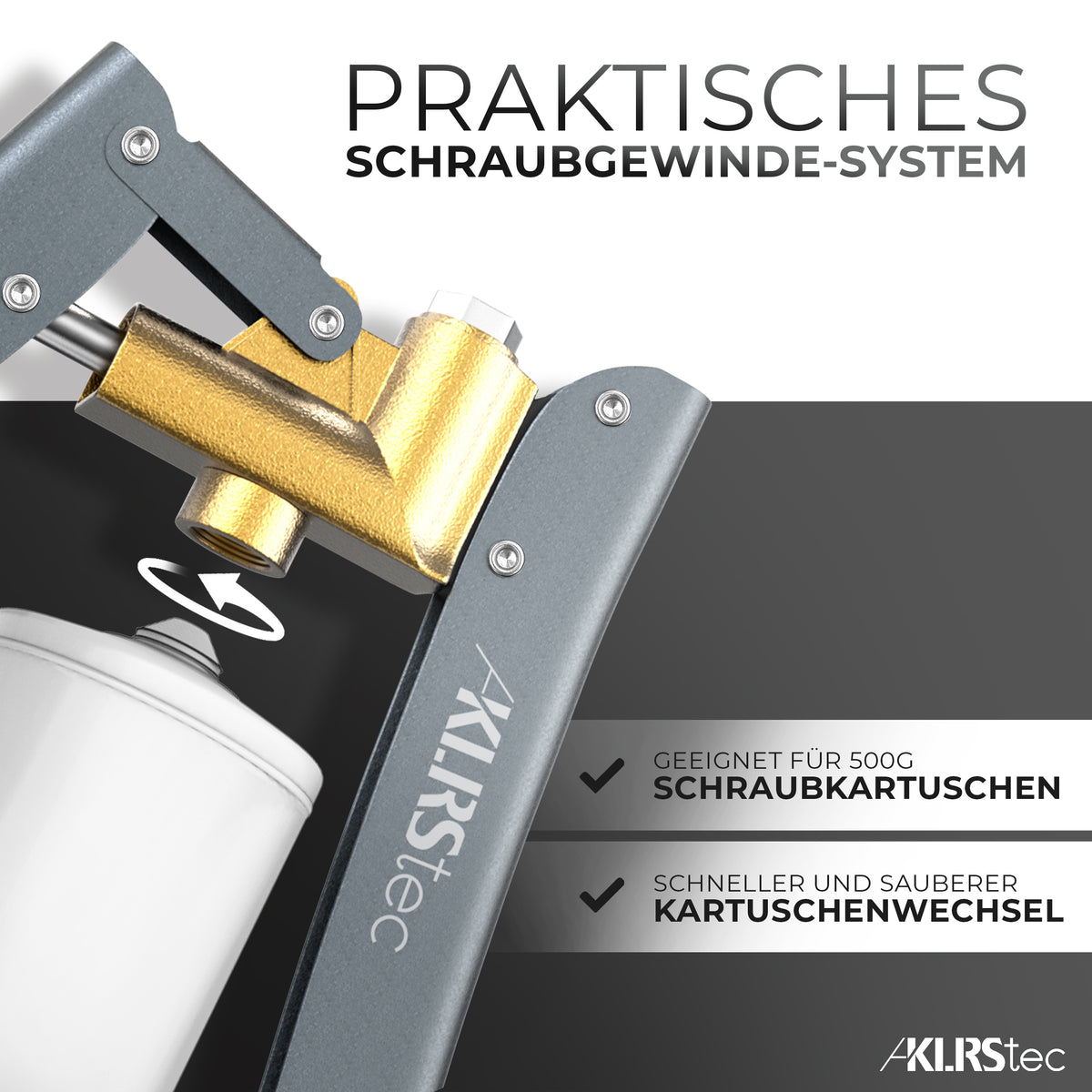 KLRStec Premium Fettpresse für 500g Schraubkartuschen