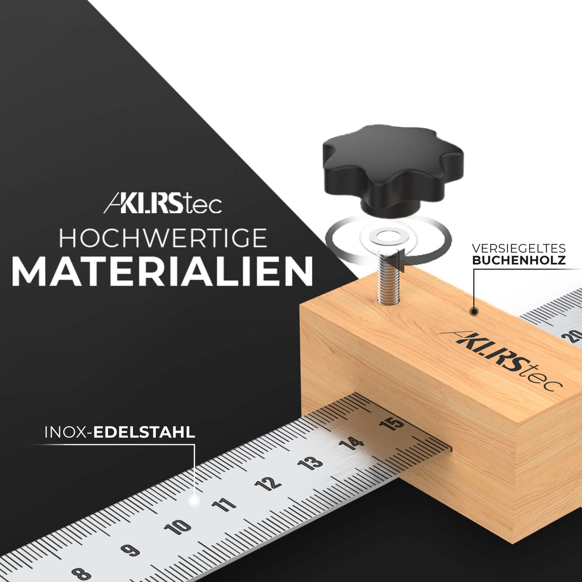 KLRStec® Premium Streichmaß [EG-1] 300mm Anschlaglineal