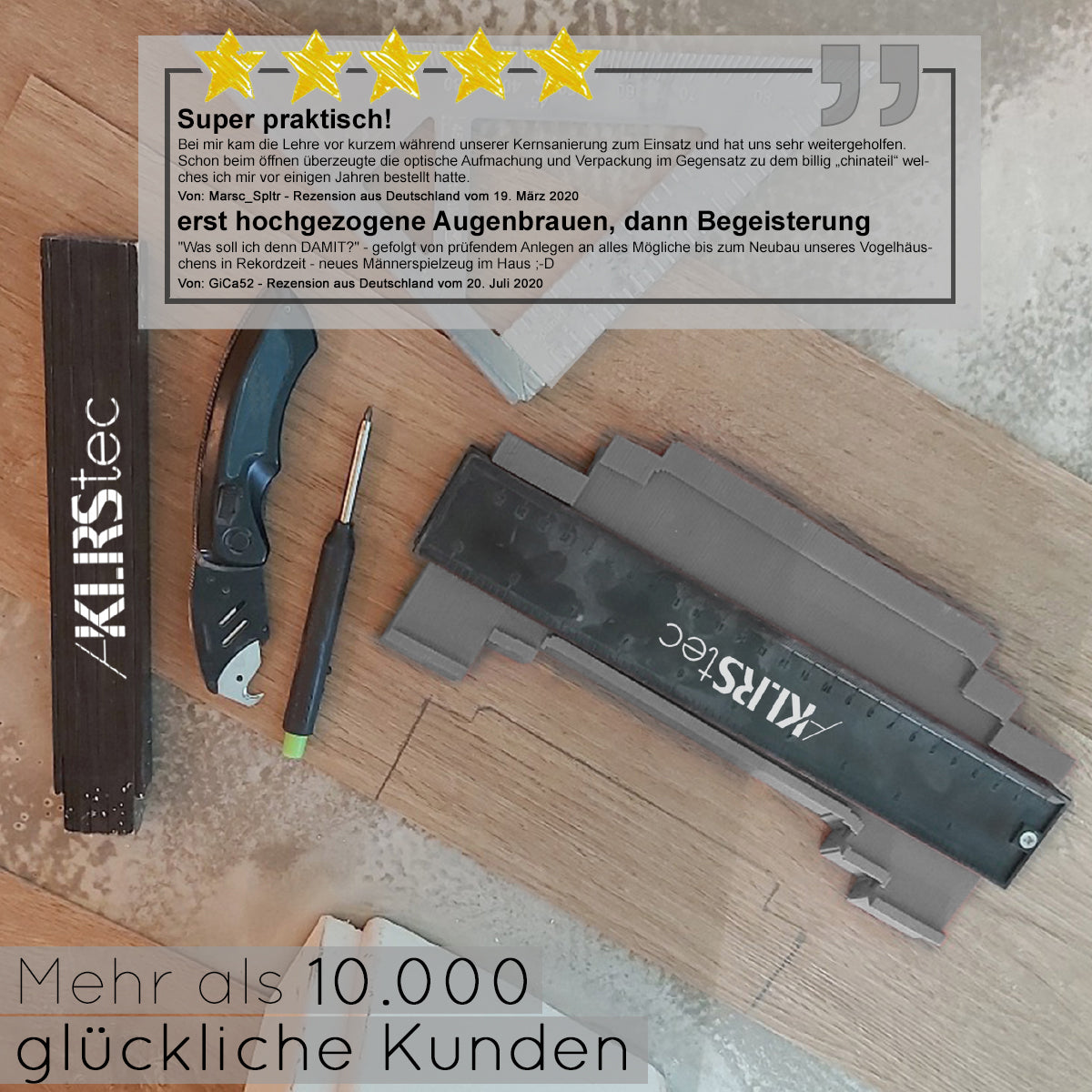 KLRStec Premium Konturenlehre mit extra großer Messfläche [73x260mm]