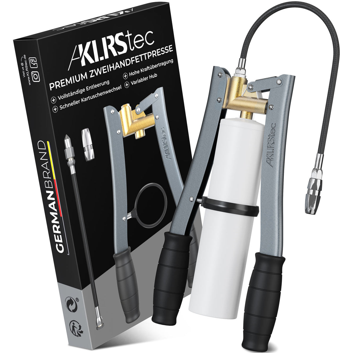 fettpresse für 500g schraubkartuschen - Profi Zweihandfettpresse von KLRStec